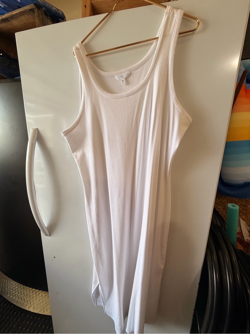 Time and Tru White Sleeveless Midi Tank Dress